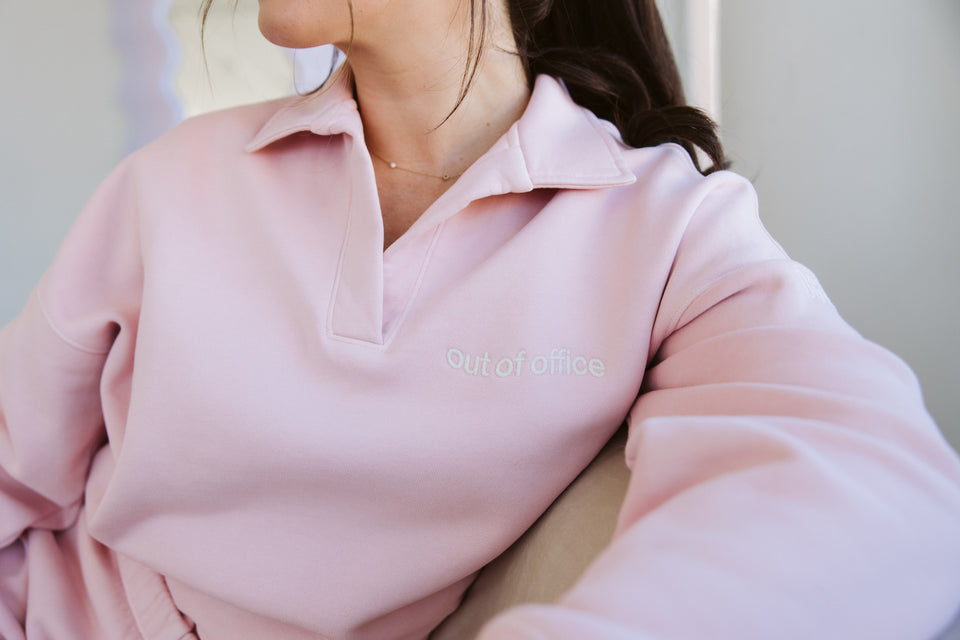 Corporate Natalie Out of Office Polo Crew in Blush