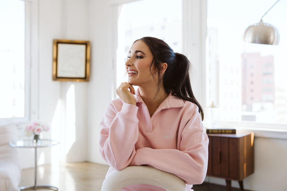 Corporate Natalie Out of Office Polo Crew in Blush