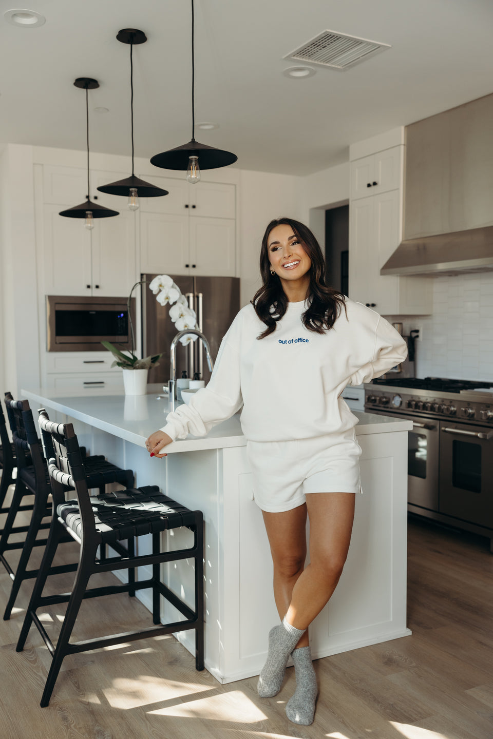 Corporate Natalie Out of Office Crewneck in Supermoon and Cove