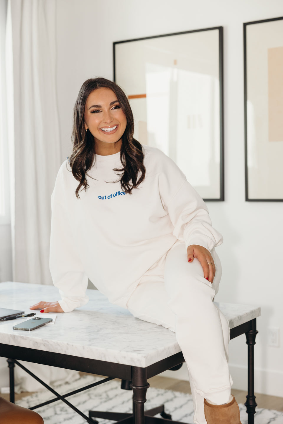 Corporate Natalie Out of Office Crewneck in Supermoon and Cove