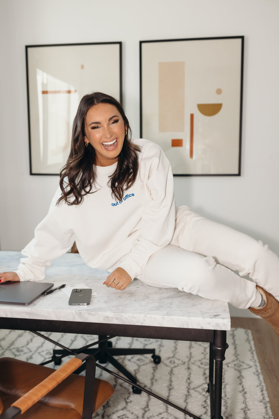 Corporate Natalie Out of Office Crewneck in Supermoon and Cove
