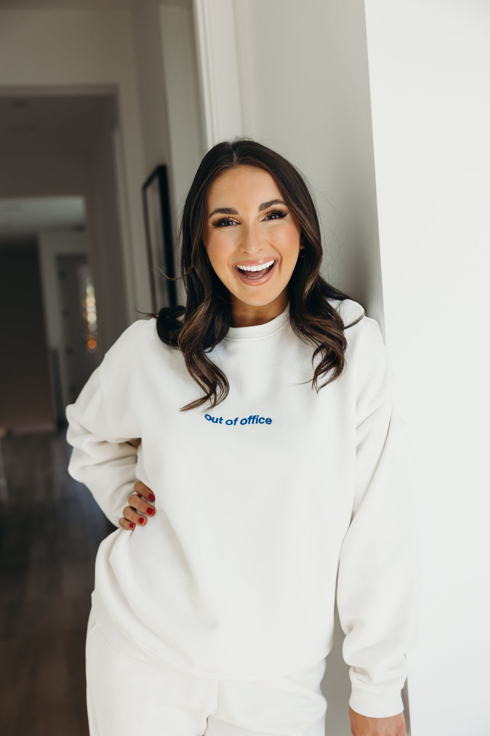 Corporate Natalie Out of Office Crewneck in Supermoon and Cove