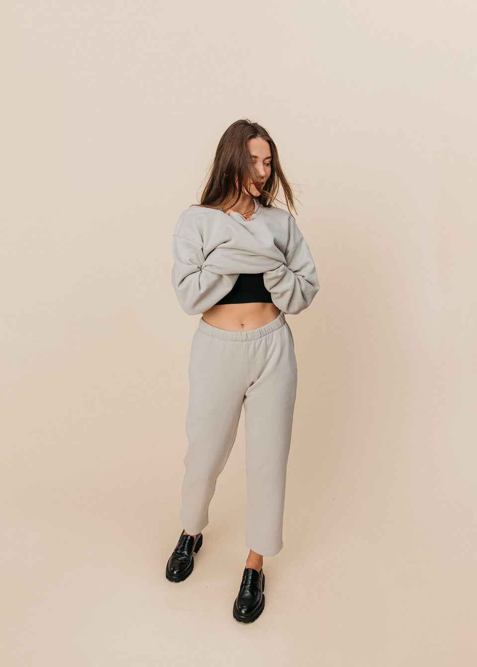 Oversized Crewneck in Stone