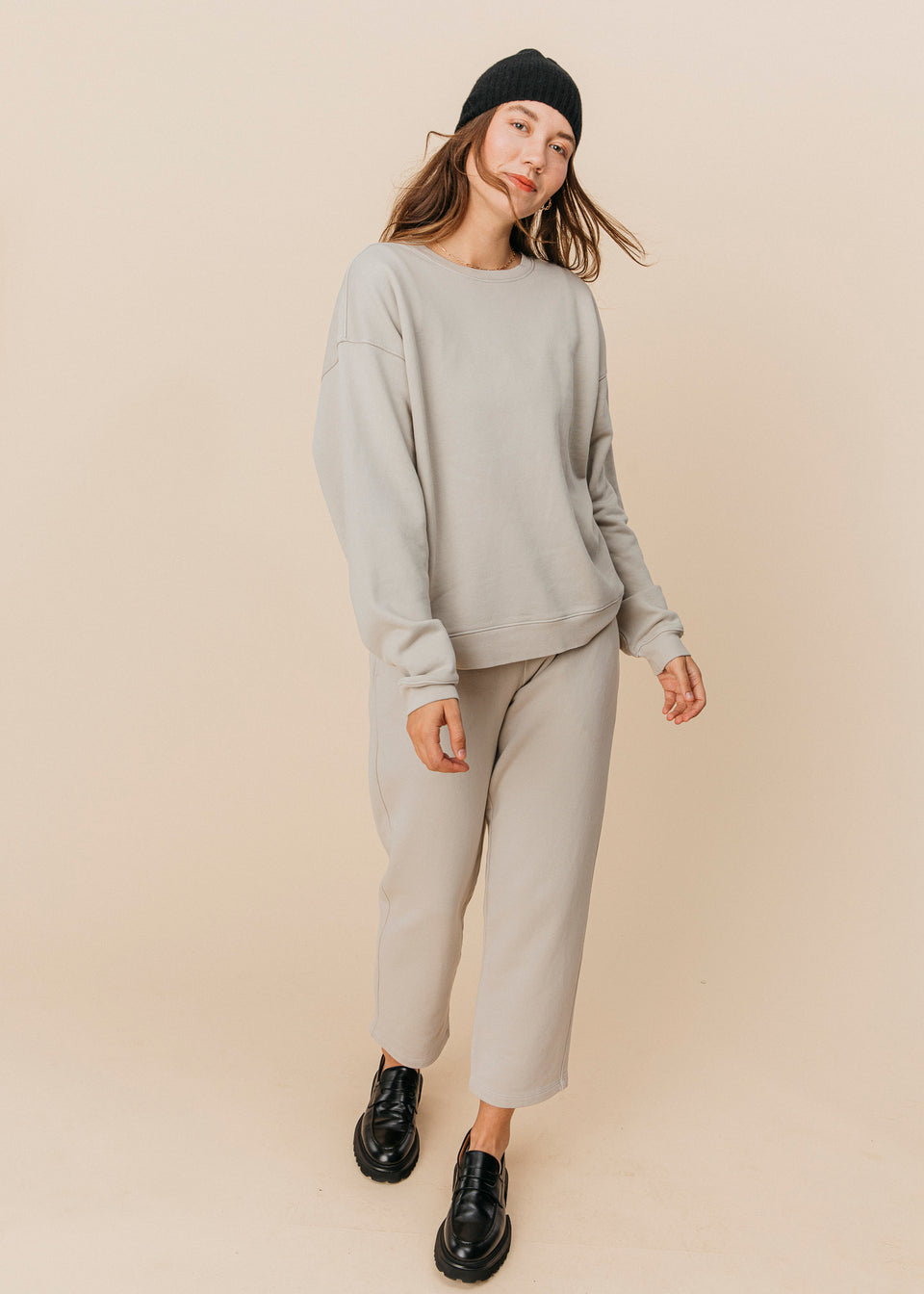 Oversized Crewneck in Stone