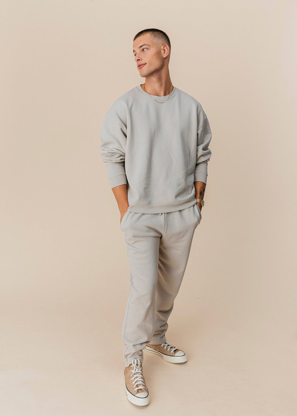 Oversized Crewneck in Stone