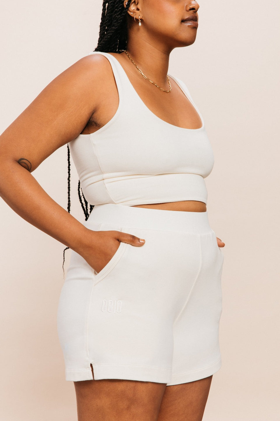 Double Scoop Tank in Bone