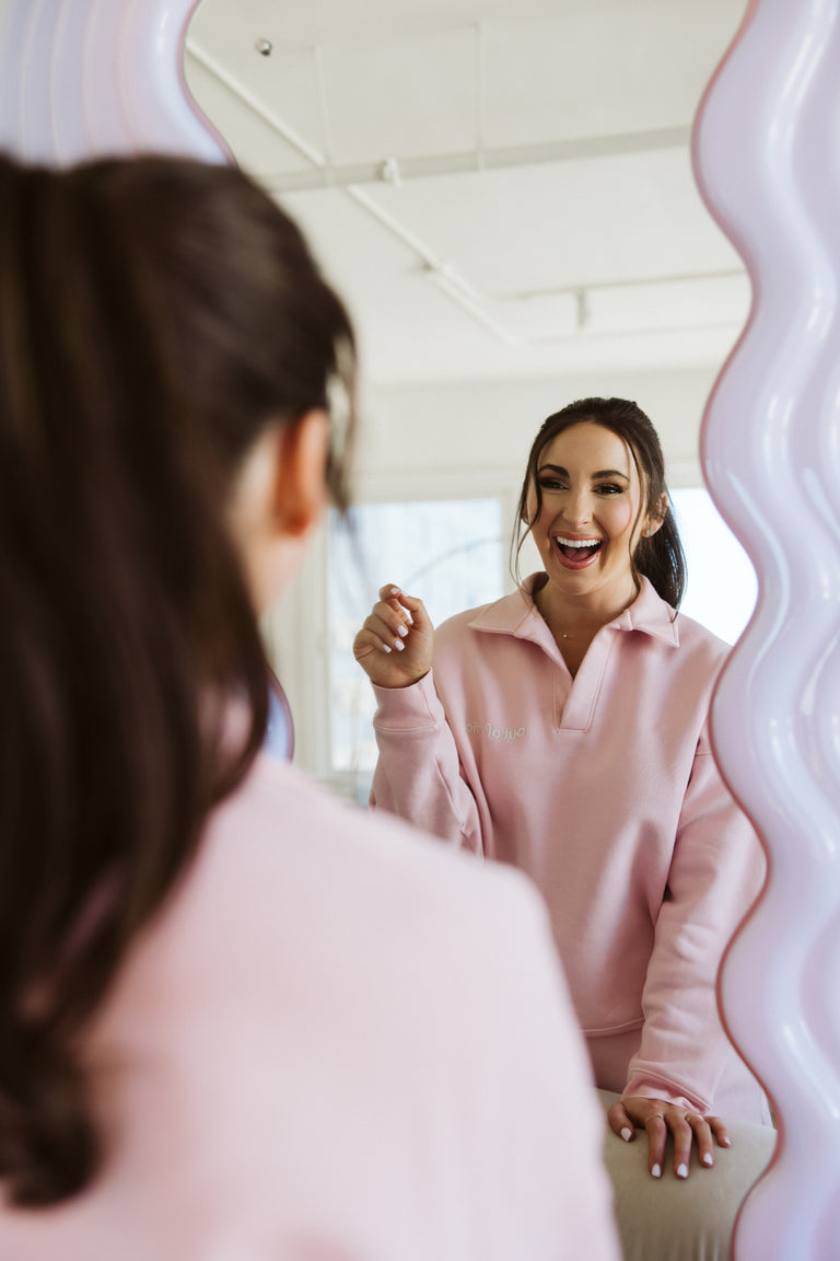 Corporate Natalie Out of Office Polo Crew in Blush