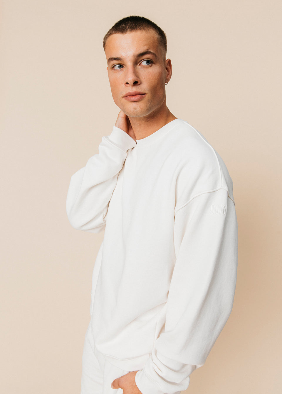 ASOS WHITE oversized short sleeved sweatshirt in stone